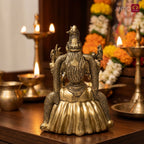 Brass Rajrajeshwari Deviji Idol - 8cm | Antique Finish | Religious Idol for Home, Temple & Car Dashboard Decor