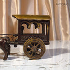 Brass Designer Roof Bullock Cart Golden Showpiece -7.5 | Antique Brown Finish | Handicraft Decorative Showpiece for Home, Table & Office Decor