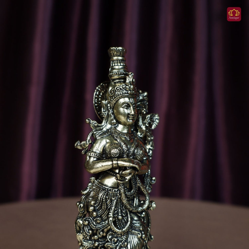 Brass Radha Rani Idol - 15cm | Antique Finish | Handcrafted Artwork | Home & Office Decor | Ideal for Gifting & Spiritual Blessings
