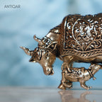 Brass Cow & Calf Figurine -4cm | Antique Finish | Spritual use for Home, Temple & Dashboard Decor
