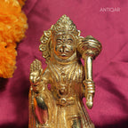 Brass Hanuman Ji Idol – 12 cm | Handcrafted Spiritual Idol for Temple, Home & Car Dashboard Decor