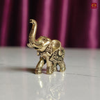 Brass Miniature Elephant Showpiece  - 2.5cm | Antique Finish | Decorative Figurines for Temple, Home & Office