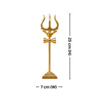 Brass Trisul with Detachable Square Base - 25cm | Antique Golden Finish | Handcrafted for Pooja Temple & Festival Decor