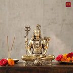 Brass Shiv Ji Idol - 5cm | Golden Finish | Spiritual Idol for Temple & Home ,Car Decor