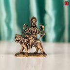 Brass Miniature Sherawali Maa Idol - 2.5cm | Antique Finish | Spritual use for Home, Temple & Car Dashboard Decor