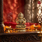 Brass Lakshmi JI Idol - 4.5cm | Golden Finish | Spiritual Decor for Temple, Home & Car Dashboard