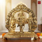 Brass Ram Darbar - 9cm | Golden Finish | Spiritual Idol for Temple & Home Decor