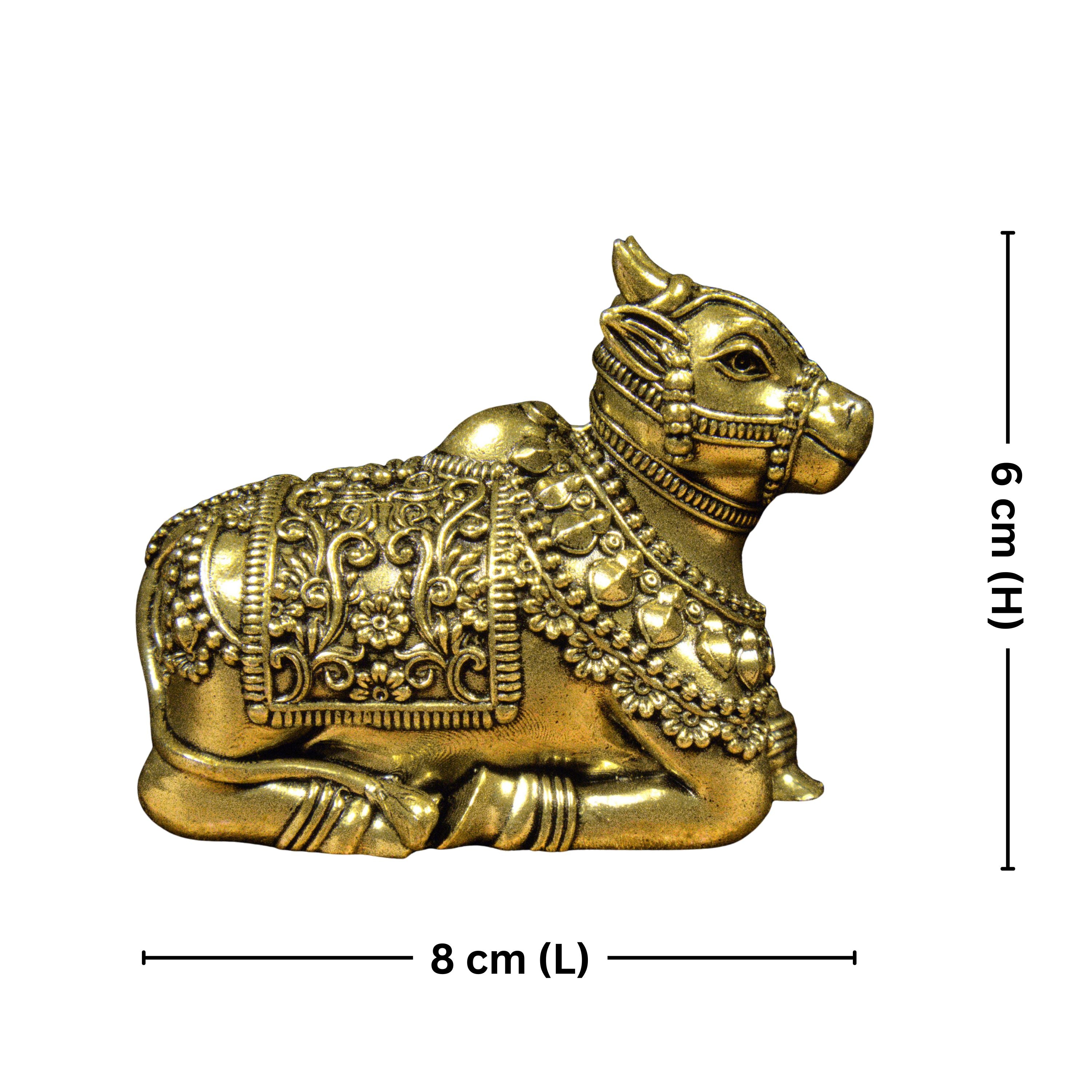 Brass Nandi Figurine - 6cm | Antique Finish | Spritual use for Home, Temple & Car Dashboard Decor