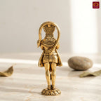Brass Standing Hanuman Ji Idol - 7.5cm | Golden Finish | Handcrafted Statue for Temple, Home Decor & Car Dashboard