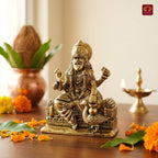 Brass Vishwakarma Ji Idol – 5 cm | Golden Finish | Spiritual Idol for Home, Office, Workshop, Temple & Car Dashboard Decor