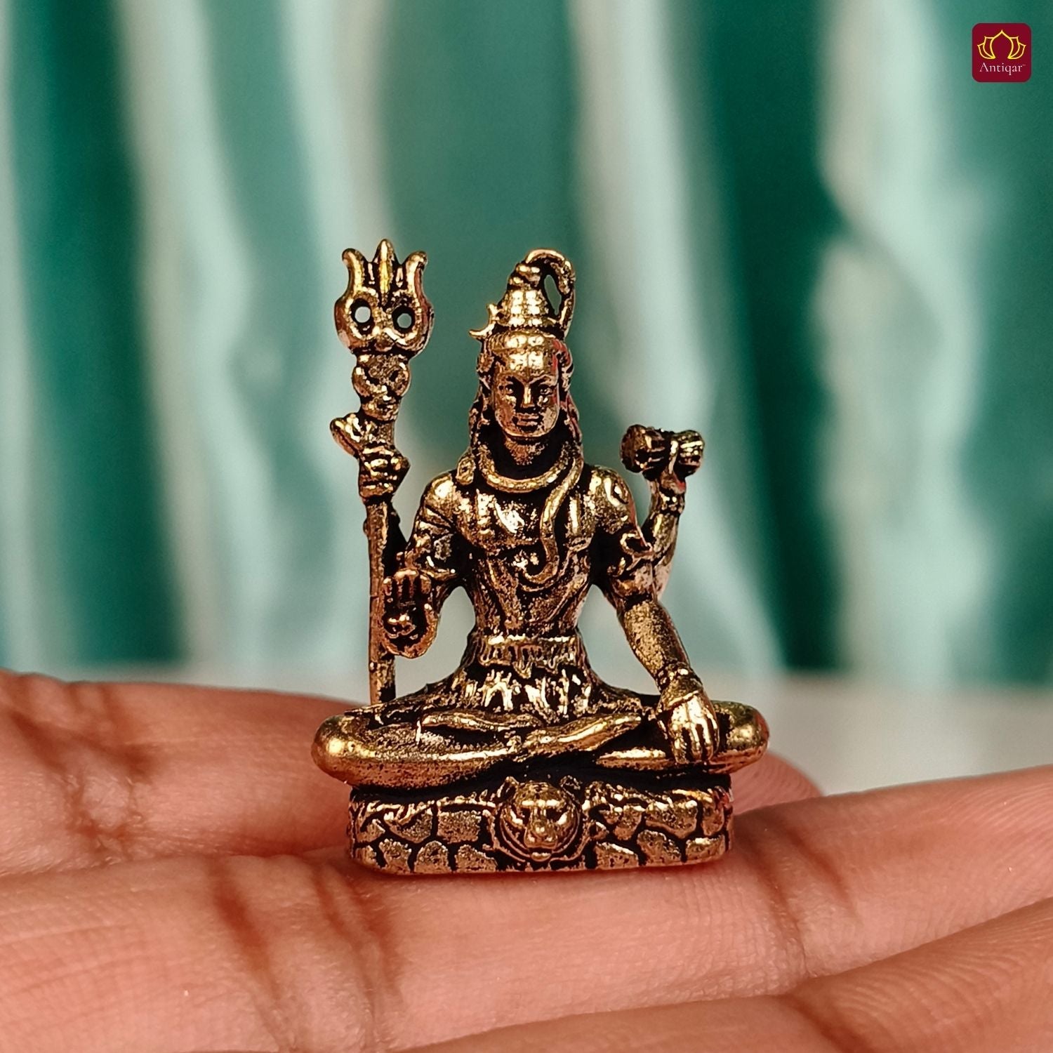 Brass Miniature Shiv Ji Idol - 3 cm | Antique Finish | Spiritual use for Temple, Home & Car Decor
