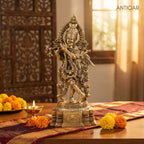 Antiqar Lord Krishna Playing Flute | Antique Brass Statue | Handcrafted Artwork | Home & Office Décor | Ideal for Gifting & Spiritual Blessings