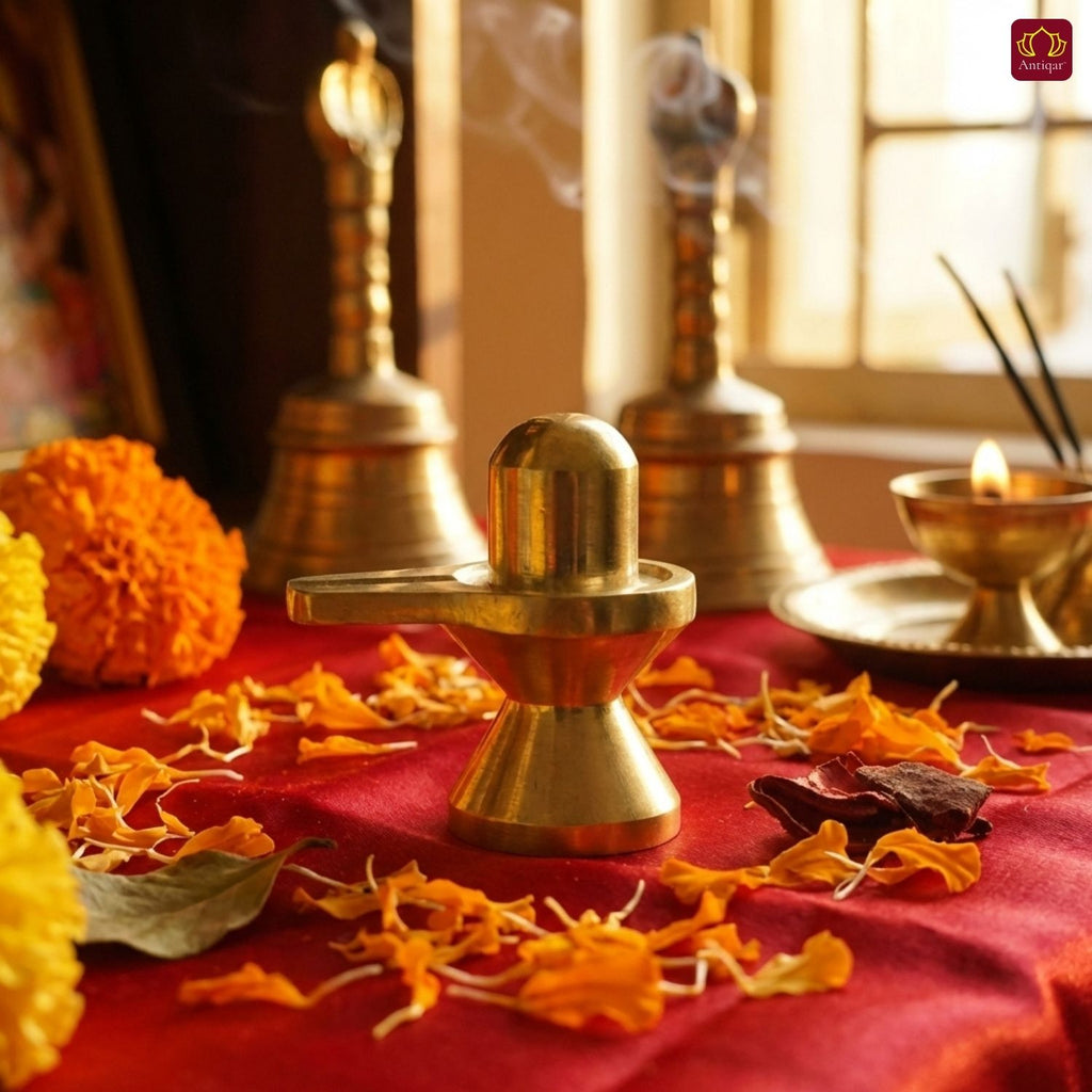 Brass Shivling Idol – 5 cm | Superfine Finish | Handcrafted by Artisans | Perfect for Temple, Home Decor & Car Dashboard