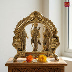 Brass Ram Darbar - 8.5cm | Golden Finish | Spiritual Idol for Temple & Home Decor
