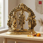 Brass Ram Darbar - 7cm | Antique Golden Finish | Spiritual Idol for Temple & Home Decor