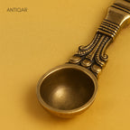 Brass Hawan Spoon – 2.5 cm | Sheshnaag Handle Design | Black Antique Finish | Handcrafted for Pooja, Temple & Festival Decor