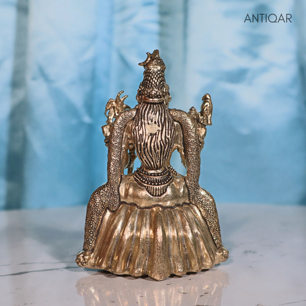 Brass Rajrajeshwari Deviji Idol - 8cm | Antique Finish | Religious Idol for Home, Temple & Car Dashboard Decor
