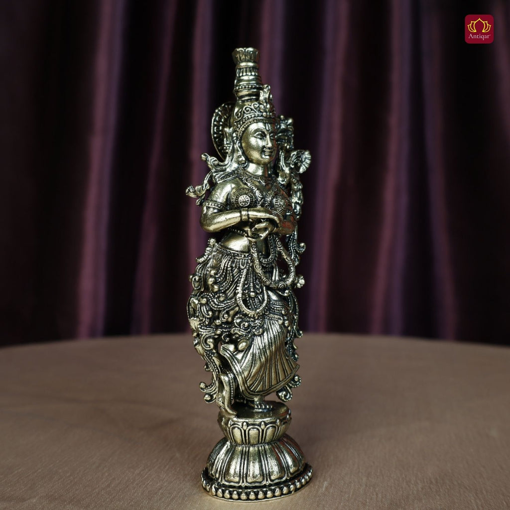 Brass Radha Rani Idol - 15cm | Antique Finish | Handcrafted Artwork | Home & Office Decor | Ideal for Gifting & Spiritual Blessings