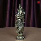 Brass Radha Rani Idol - 15cm | Antique Finish | Handcrafted Artwork | Home & Office Decor | Ideal for Gifting & Spiritual Blessings