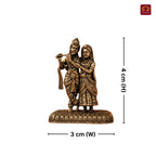 Brass Miniature RadhaKrishna Idol -4cm | Golden Finish | Spritual use for Home, Temple & Car Dashboard Decor