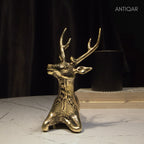 Dhokra Art Brass Deer – 17.5 cm | Sitting Pose in Antique Finish | Tribal Handcrafted Showpiece for Temple, Home & Table Decor
