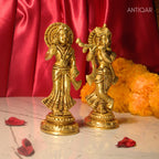 Radha Krishna Brass Idol | Handcrafted Art for Worship | Home, Temple & Vehicle Decor