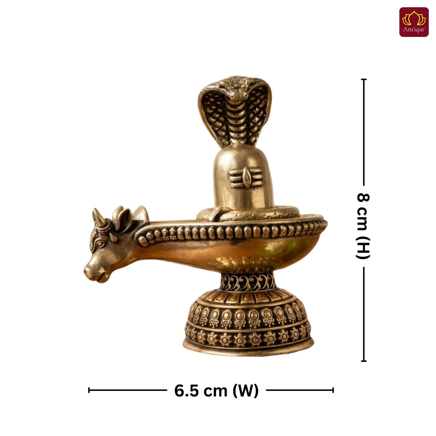 Brass Shivling with Detachable Sheshnaag – 8cm | Golden Finish | Spiritual Idol for Temple & Home Decor