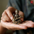Brass Miniature Saraswati Ji Idol - 3cm | Antique Finish | Spritual use for Home, Temple & Car Dashboard Decor