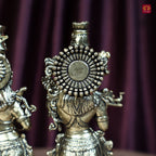 Brass Designer Radhakrishna Idol - 15cm | Antique Finish | Spiritual Idol for Temple & Home Decor