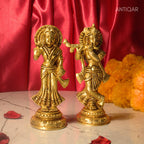 Radha Krishna Brass Idol | Handcrafted Art for Worship | Home, Temple & Vehicle Decor