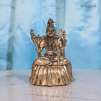 Brass Rajrajeshwari Deviji Idol - 8cm | Antique Finish | Religious Idol for Home, Temple & Car Dashboard Decor