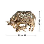 Brass Cow & Calf Figurine -4cm | Antique Finish | Spritual use for Home, Temple & Dashboard Decor