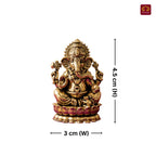 Brass Ganesh JI Idol - 4.5cm | Golden Finish | Spiritual Decor for Temple, Home & Car Dashboard