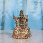 Brass Rajrajeshwari Deviji Idol - 8cm | Antique Finish | Religious Idol for Home, Temple & Car Dashboard Decor