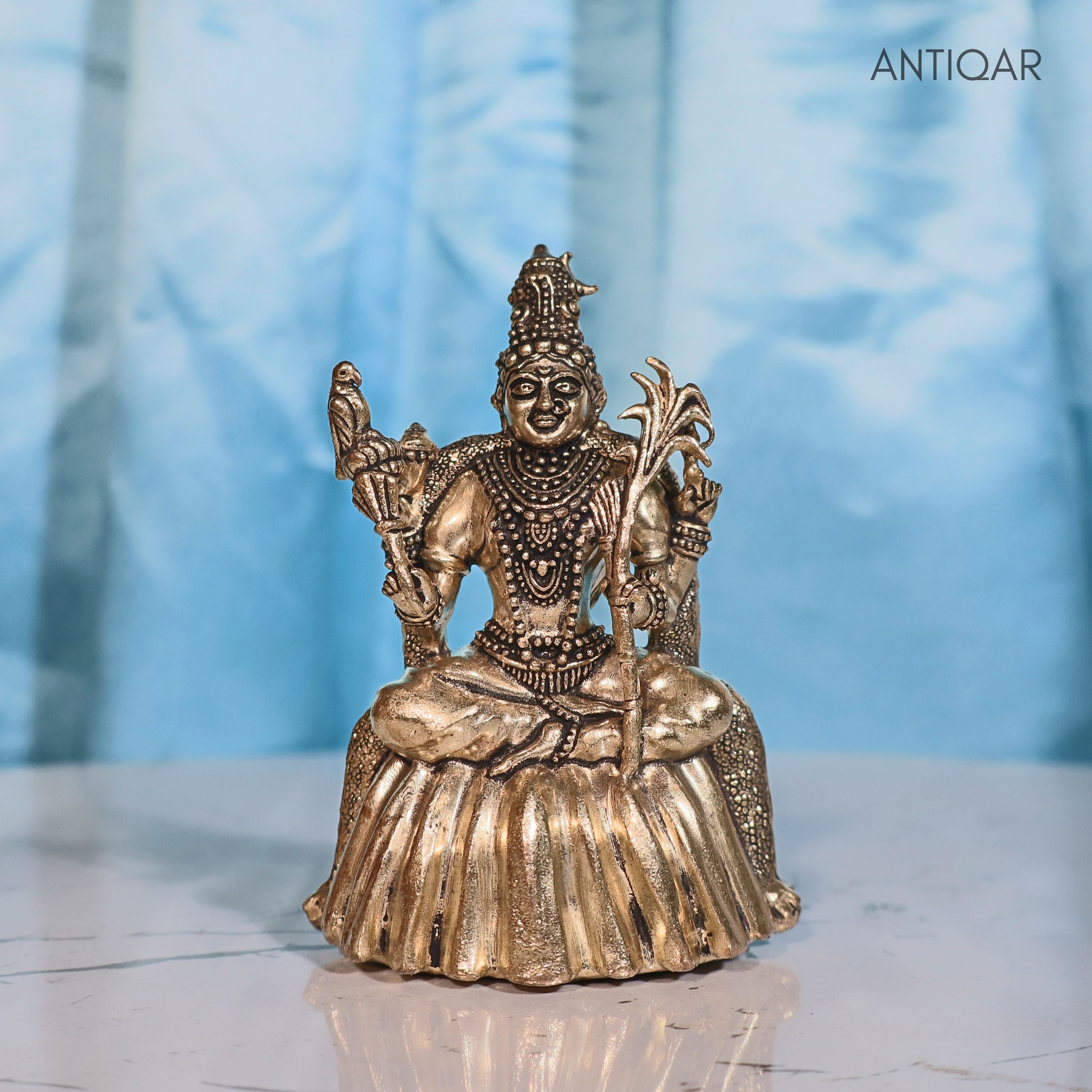 Brass Rajrajeshwari Deviji Idol - 8cm | Antique Finish | Religious Idol for Home, Temple & Car Dashboard Decor