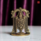 Brass Miniature Lord Sri Venkateswara Ji Idol - 3.5cm | Antique Finish | Spritual use for Home, Temple & Car Dashboard Decor