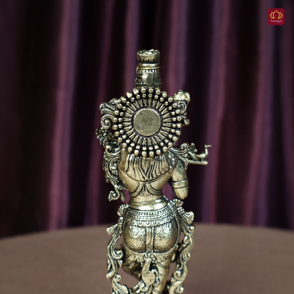 Brass Radha Rani Idol - 15cm | Antique Finish | Handcrafted Artwork | Home & Office Decor | Ideal for Gifting & Spiritual Blessings