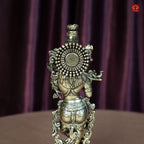 Brass Radha Rani Idol - 15cm | Antique Finish | Handcrafted Artwork | Home & Office Decor | Ideal for Gifting & Spiritual Blessings