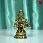 Brass Ayyappan Swami Ji Idol - 7.5cm | Antique Finish | Handcrafted Idol for Temple, Home & Car Dashboard