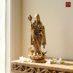 Brass Kartikeya Ji Idol -7.5cm | Golden Finish | Spritual use for Home, Temple & Car Dashboard Decor