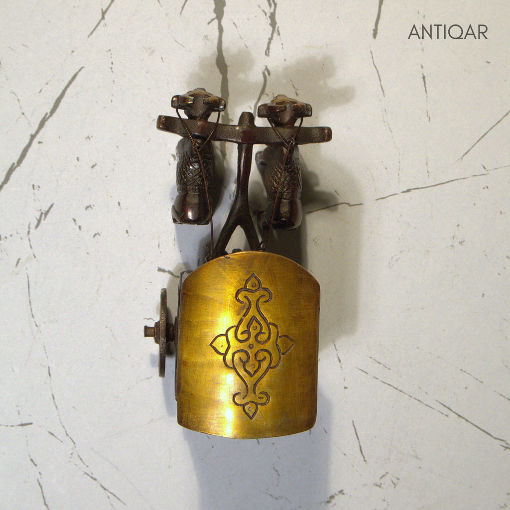 Brass Designer Roof Bullock Cart Golden Showpiece -7.5 | Antique Brown Finish | Handicraft Decorative Showpiece for Home, Table & Office Decor