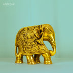 Brass Maharaja Elephant Decorative Showpiece - 13cm | Antique Showpiece Collectible | Handcrafted for Home & Office Decor