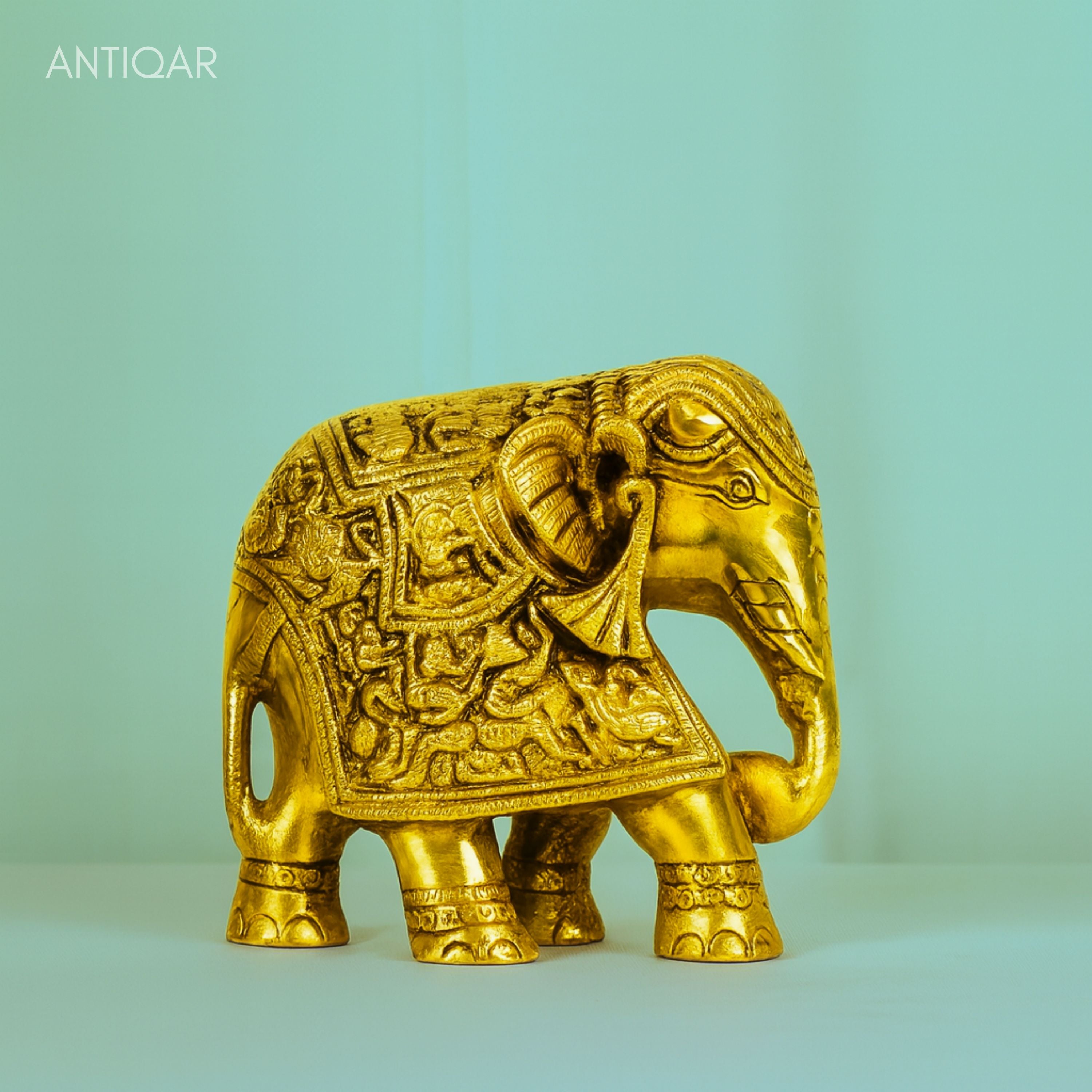 Brass Maharaja Elephant Decorative Showpiece - 13cm | Antique Showpiece Collectible | Handcrafted for Home & Office Decor