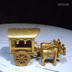Brass Designer Roof Bullock Cart Golden Showpiece -7.5 cm | Antique Golden Finish | Handicraft Decorative Showpiece for Home, Table & Office Decor