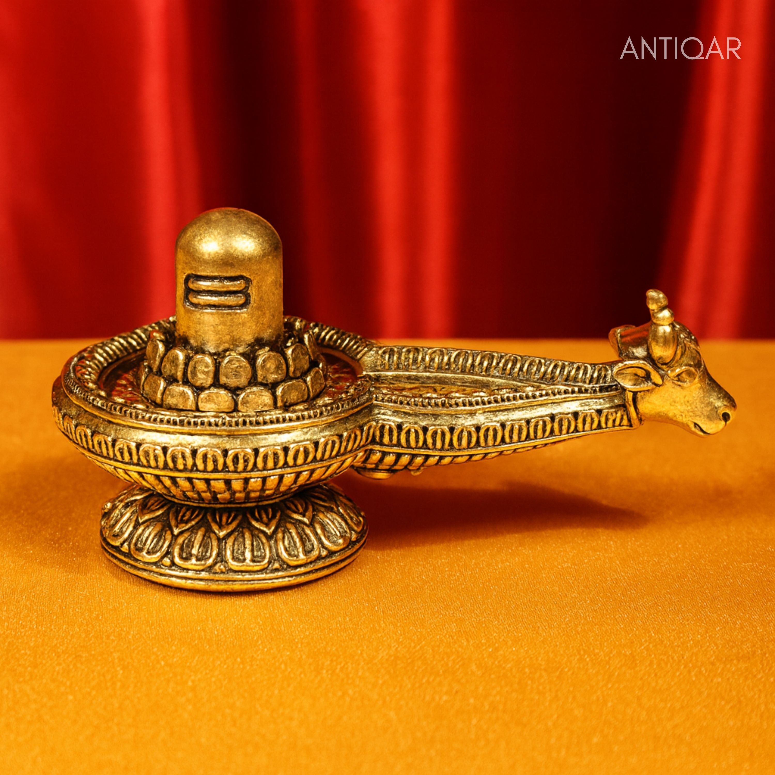Brass Shivling with Detachable Sheshnaag – 6cm | Antique Finish | Spiritual Idol for Temple & Home Decor
