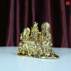 Brass Shiv Parivar Idol - 6.5cm | Golden Finish | Spiritual Idol for Temple & Home Decor
