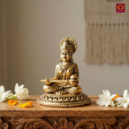Brass Annapurna Devi Idol - 3.5cm | Golden Finish | Spiritual Idol for Temple & Home Decor