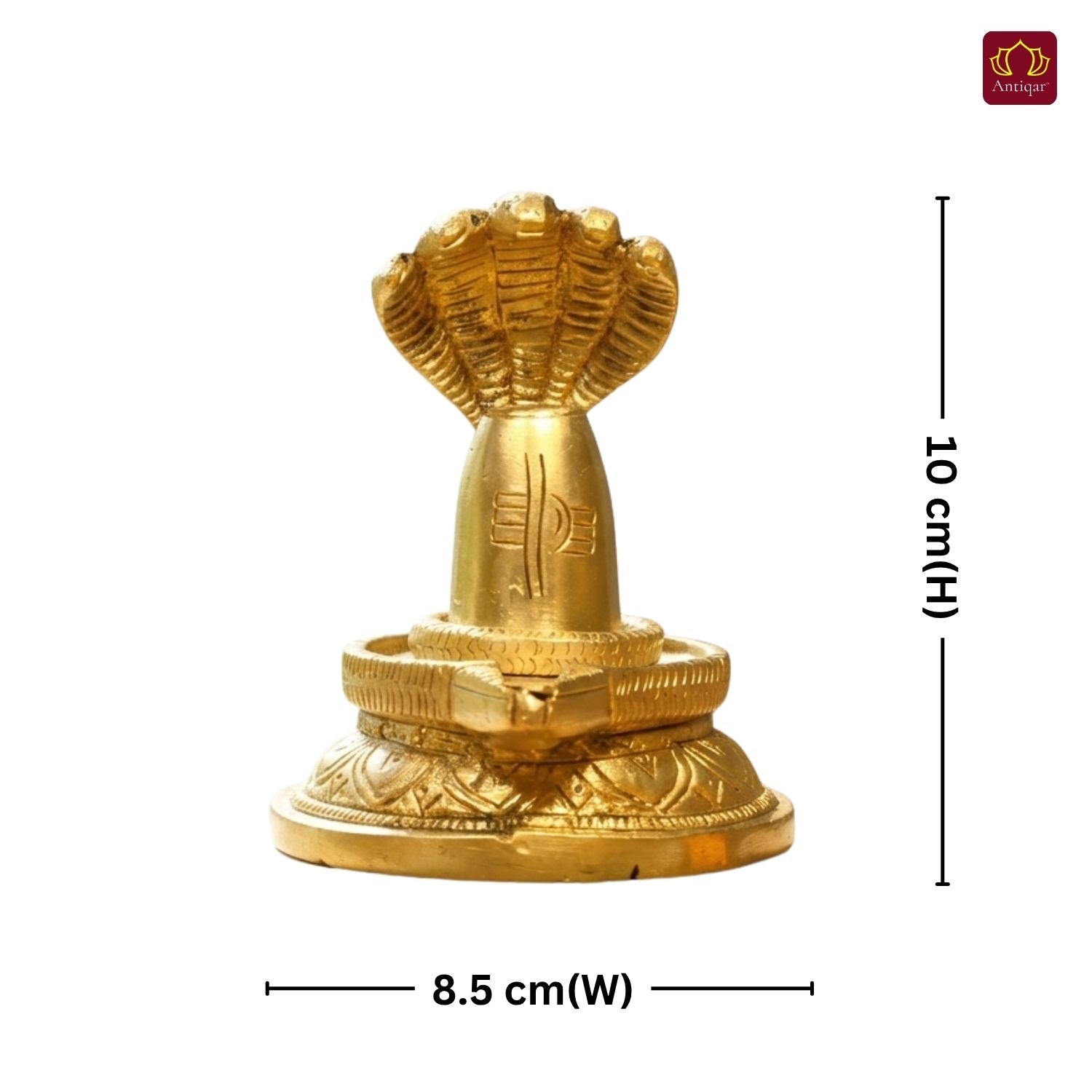 Brass Shivling with Detachable Sheshnaag – 10 cm | Antique Golden Finish | Handcrafted Spiritual Idol for Temple, Home & Car Dashboard Decor