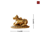Brass Nandi Figurine - 3.5cm | Antique Golden Finish | Spritual use for Home, Temple & Car Dashboard Decor