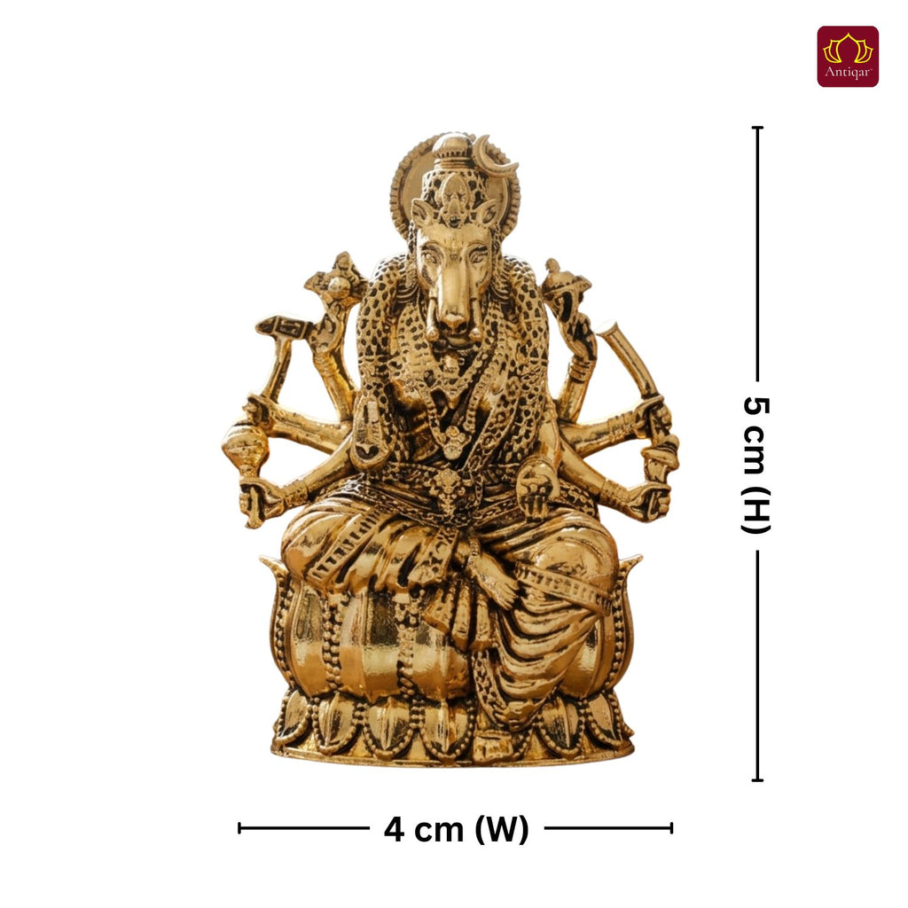Brass Varahi Mata Idol - 5cm | Golden Finish | Spritual use for Home, Temple & Car dashboard Decor